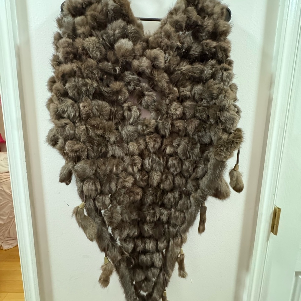 Luxurious Brown real Fur Shawl